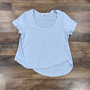 C&C California Shirt Womens Medium Light Blue 100% Linen T Asymmetrical Top